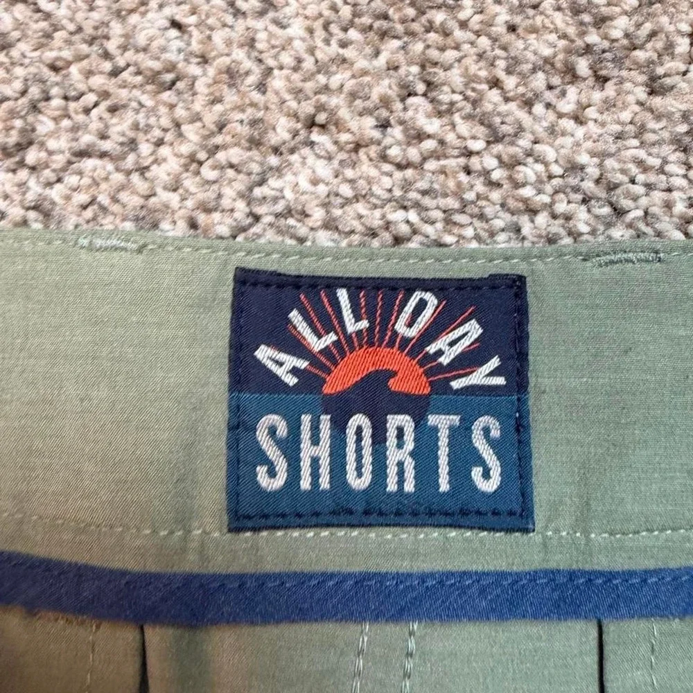 Faherty Allday Shorts Mens 31 Green Stretch 7 Inch Inseam Drawstring Chino READ